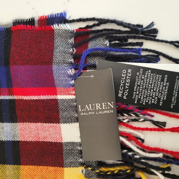 Ralph Lauren Plaid Fringe Scarf - Picture 4 of 6